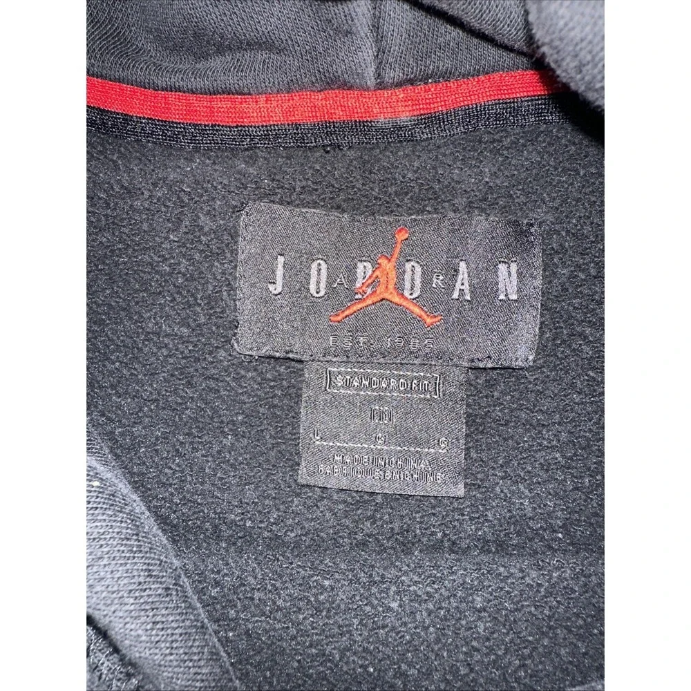 Nike Air Jordan VTG Jumpman Holiday Black L Hoodie Embroidered High Tops 90s Y2K